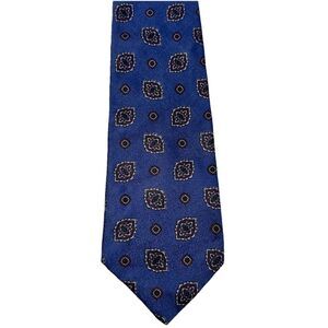 ENRICO GUCCINI Silk Tie Blue Medallions 3.5" Mens Classic Made USA Neckwear